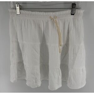 Aerie Cotton Gauze Tiered Mini Skirt White Medium Womens NWT